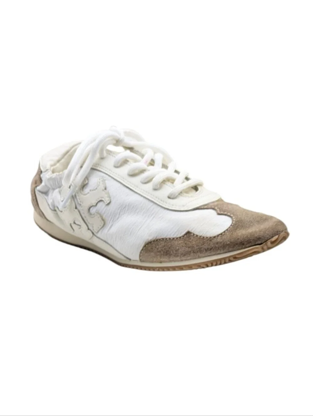 Tory Burch Cerbiatto White Leather/Nylon Sneakers Size 6.5 EUC  S4178